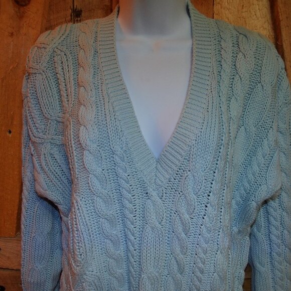 Vintage Perry Ellis America Women's Cable Knit Sweater- blue size s - Picture 3 of 5
